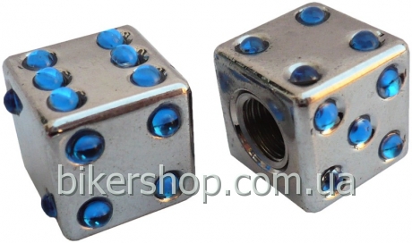 Колпачок камеры TW V-11D Игральные кости из пластика, сереб. цвета с голуб. камушками  Автомобильного стандарта
